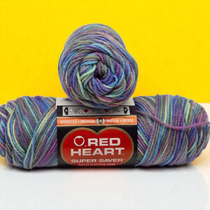 2 Red Heart Super Saver Multi-Color Acrylic Worsted Yarn #0310 Monet (5oz each)